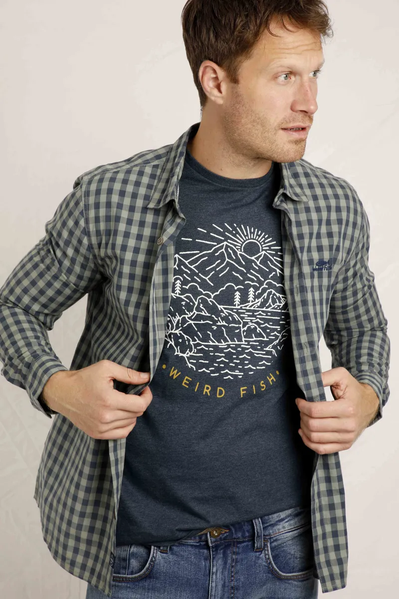 Weird Fish Lakes Peaks Graphic T-Shirt Navy-1