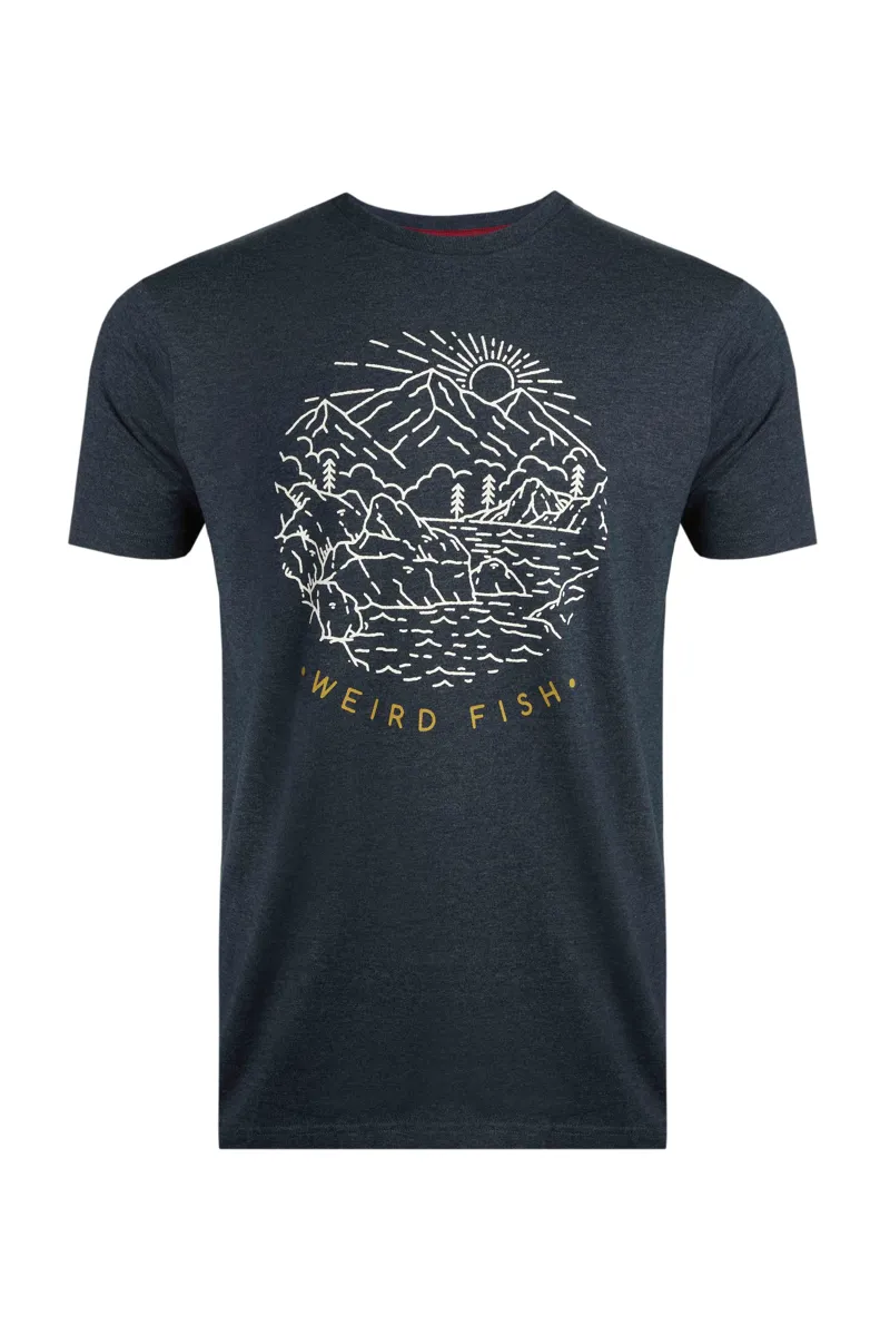 Weird Fish Lakes Peaks Graphic T-Shirt Navy-3