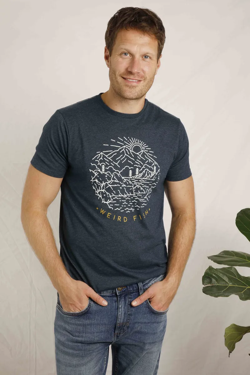 Weird Fish Lakes Peaks Graphic T-Shirt Navy-2