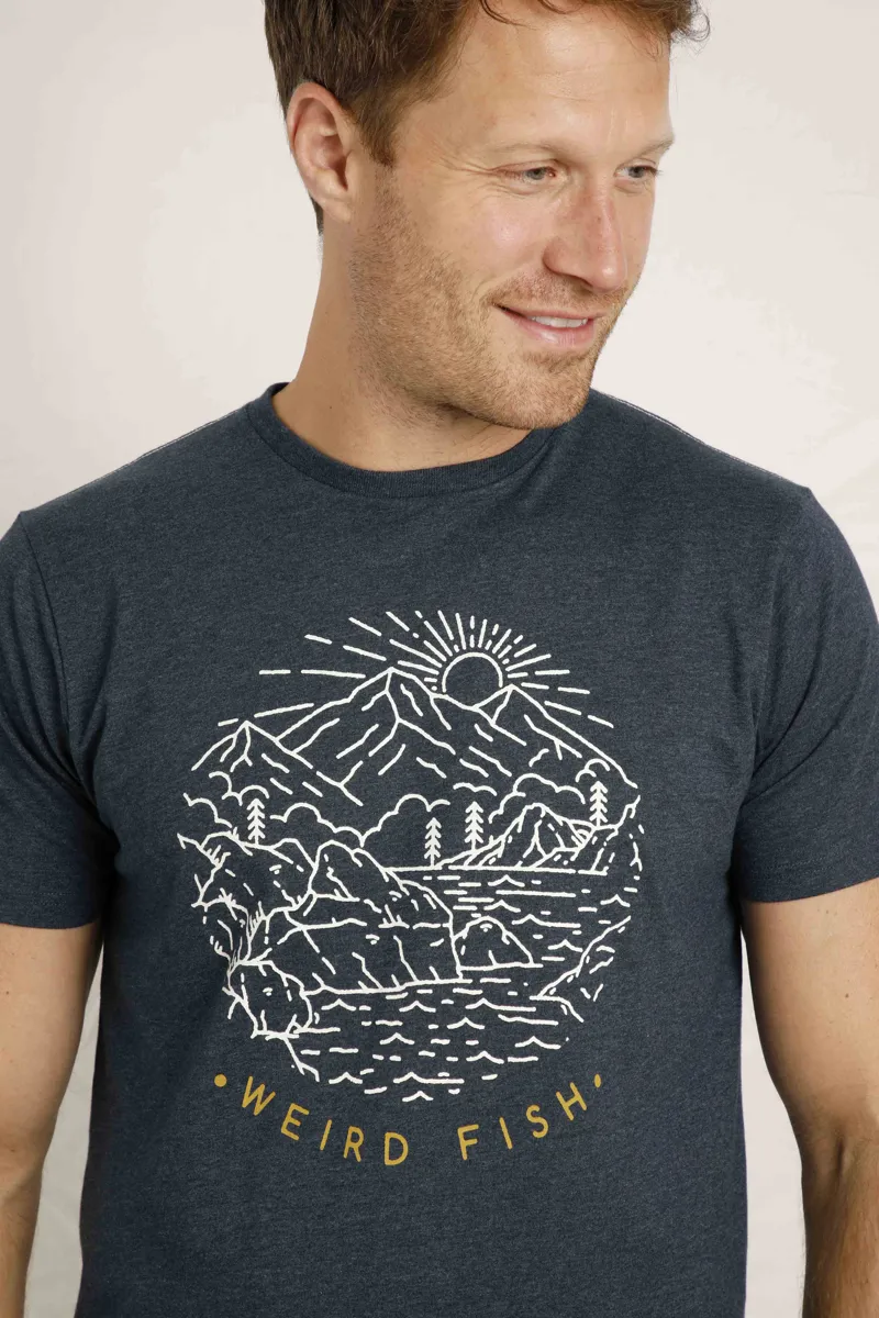 Weird Fish Lakes Peaks Graphic T-Shirt Navy-8
