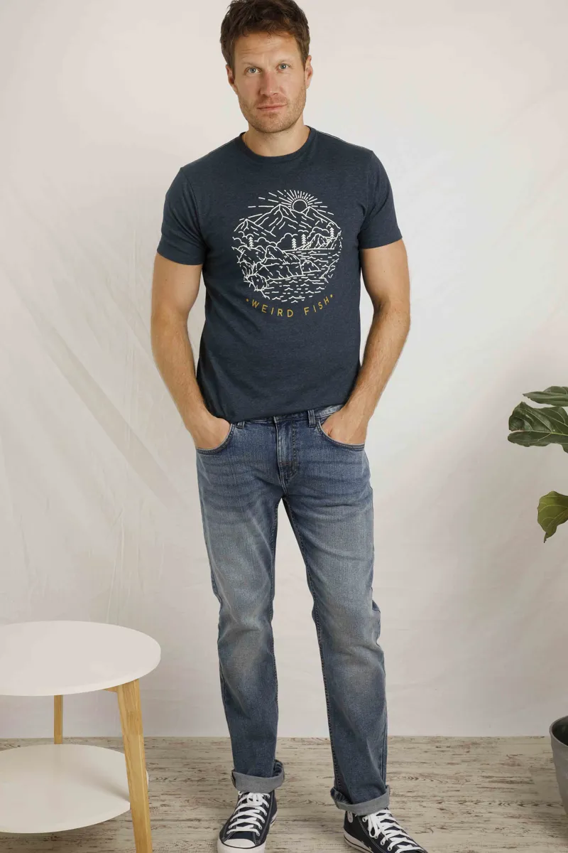 Weird Fish Lakes Peaks Graphic T-Shirt Navy-9