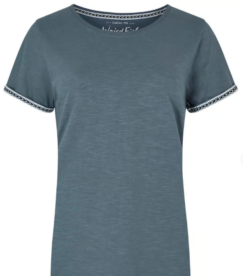 Weird Fish Teya Organic Cotton Tee China Blue