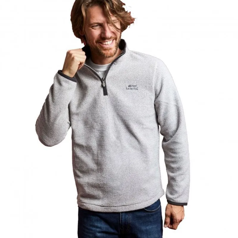 WeirdFish Errill Eco 1/4 Zip Textured Fleece Ecru
